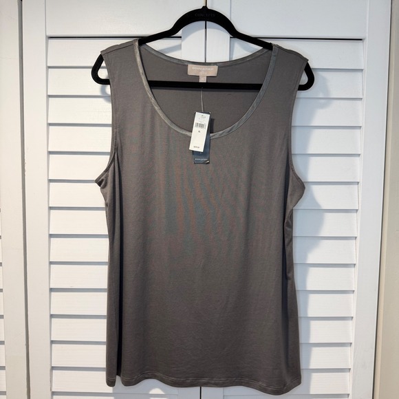Banana Republic Tops - Banana Republic Luxe Touch Tank Top Gray Sleeveless Scoop Neck XL Womens New